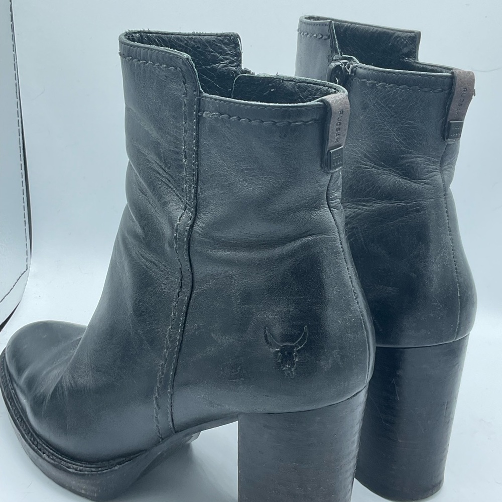 “RUDSAK” “TOTEM” Black Leather Zippered Ankle Boots. - Picture 6 of 16